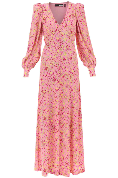 Shop Rotate Birger Christensen Maxi Shirt Dress With Bouffant Sleeves In Pink