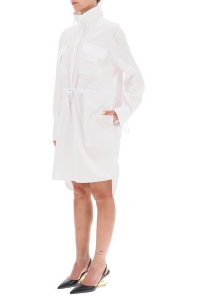 Shop Fendi Shirt Dress With Ff Baguette Pockets In White