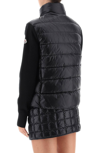 Shop Moncler Jacket In Quilted Nylon And Wool In Black