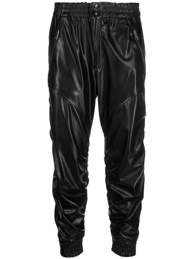 Shop Marant Etoile Ruched Cropped Trousers In 黑色