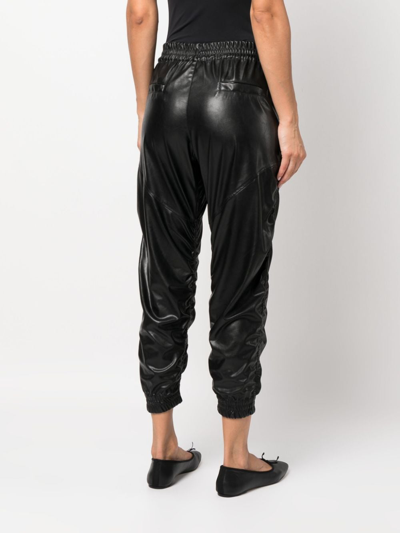 Shop Marant Etoile Ruched Cropped Trousers In 黑色