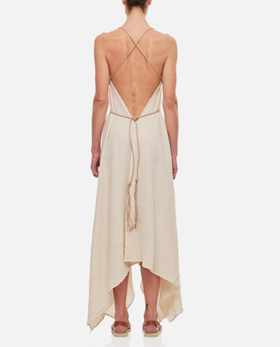 Shop Caravana Yatzil Cotton Maxi Dress With Woven Leather Straps In White