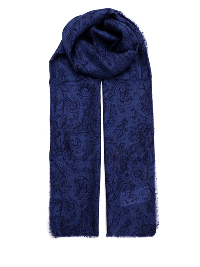 Shop Etro Scarf In Wool And Cashmere In Blue