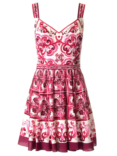 Dolce & Gabbana Majolica-print Sleeveless Bustier Mini Dress In Multicolor  | ModeSens