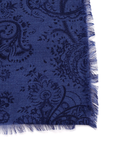 Shop Etro Scarf In Wool And Cashmere In Blue