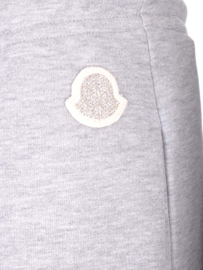 Shop Moncler Sweatpants With Crystal Patch In Grey