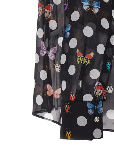 Shop Versace Heritage Butterflies & Ladybugs Polka Dot Capsule La Vacanza Shirt In Black