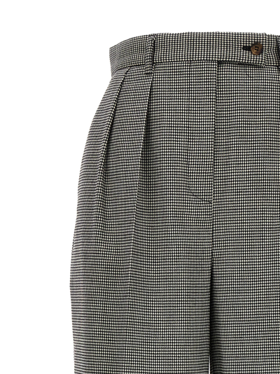 Rochas Puppytooth-pattern Virgin Wool Trousers In White/black