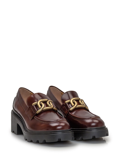Shop Tod's Leather Loafer In Marrone