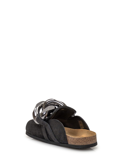 Shop Jw Anderson Simba Chain Mule In Black+chain Old Silver