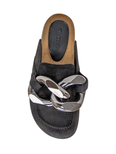 Shop Jw Anderson Simba Chain Mule In Black+chain Old Silver
