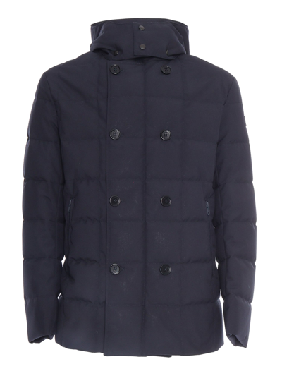 Shop Fay Faux Double-breasted Down Jacket In Blue