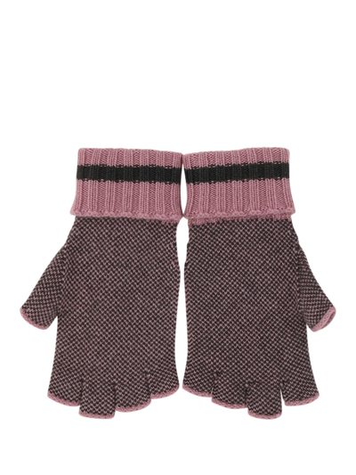 Shop Gucci Canvlov Gloves In Graphite/pink