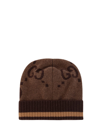 Shop Gucci Canvy Hat In Beige/dark Brown
