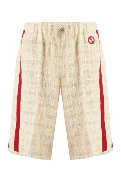 Shop Gucci Cotton Shorts In Panna