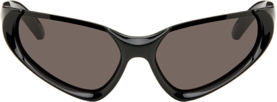 Balenciaga Black Exaggerated Sport Goggle Sunglasses In 001 Black