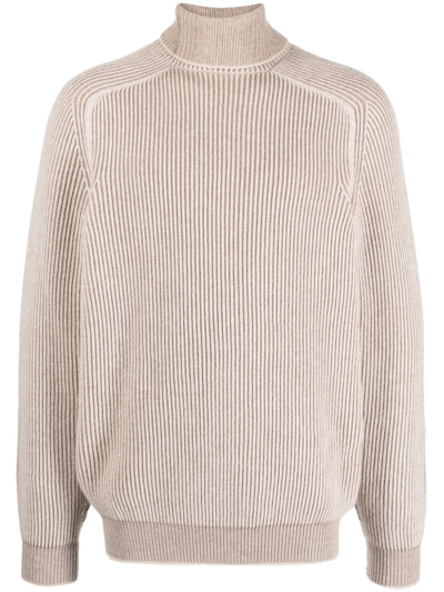 Shop Sease Neutral Ribbed Cashmere Sweater In Neutrals