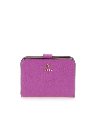 Shop Furla "camellia" Leather Wallet In Violet-greige
