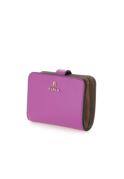 Shop Furla "camellia" Leather Wallet In Violet-greige