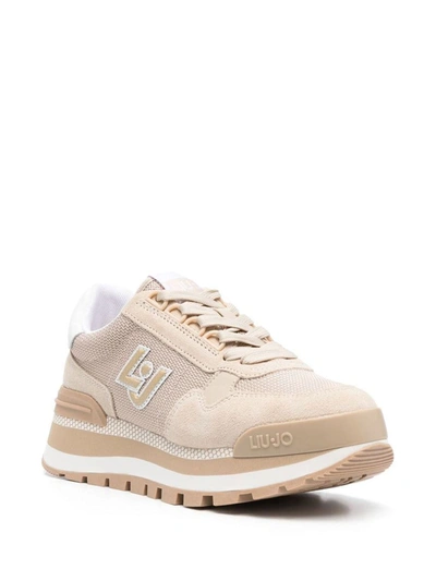 Shop Liu •jo Liu Jo Logo Patch Sneakers In Beige