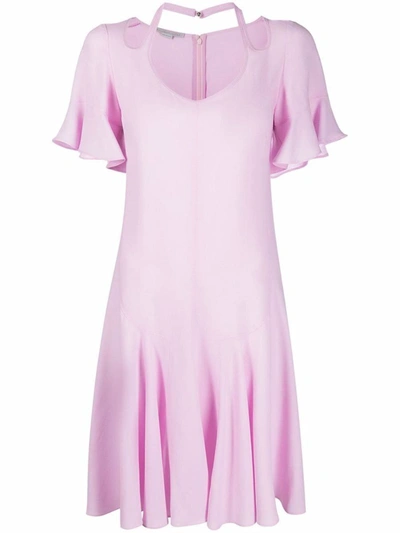 Shop Stella Mccartney V-neck Flared Dress In Pink