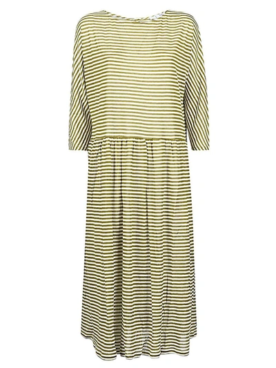 Shop Shirt C-zero Linen Blend Striped Dress In Green