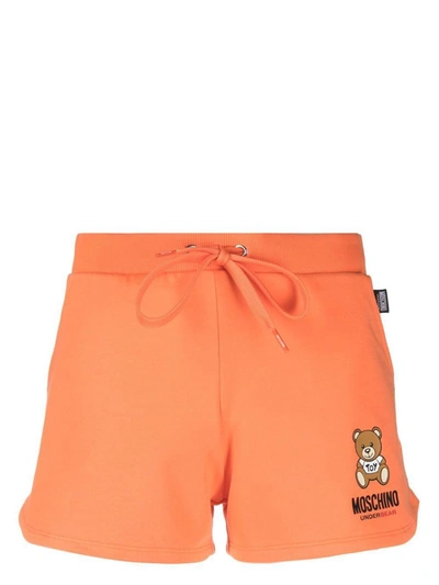 Shop Moschino Underwear Teddy Bear-print Shorts In Orange