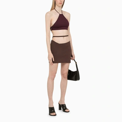 Shop Andreädamo Andreādamo Asymmetrical Low-waisted Miniskirt In Brown