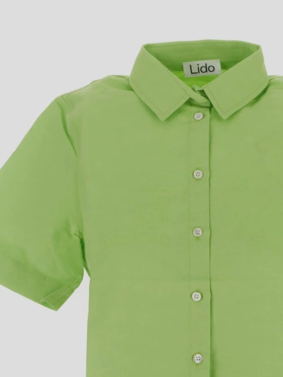 Shop Lido Shirt In <p> Shirt In Green Linen And Cotton With Crop