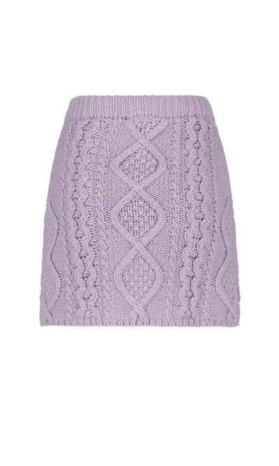 Rokh Cable-knit Mid-ride Skirt In Violet