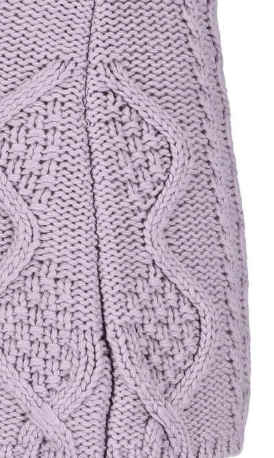 Rokh Cable-knit Mid-ride Skirt In Violet