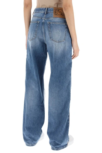 Shop Stella Mccartney Straight Leg Jeans With Zippers In Blue
