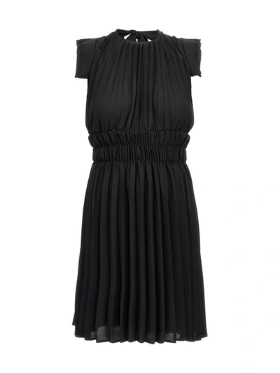 Shop Liu •jo Liu Jo Pleated Georgette Dress In Black