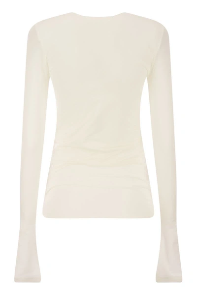 Shop Sportmax Folk - Tight-fitting Jersey Top In White