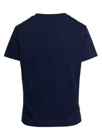 Shop Apc 'astoria' Blue Crewneck T-shirt With Logo Print At The Front In Cotton Woman