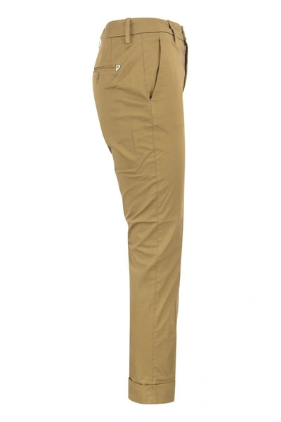 Shop Dondup Erin - Slim Cotton Trousers In Tobacco