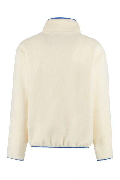 Shop Sporty And Rich Sporty & Rich Stand-up Collar Fleece Sweatshirt In Panna