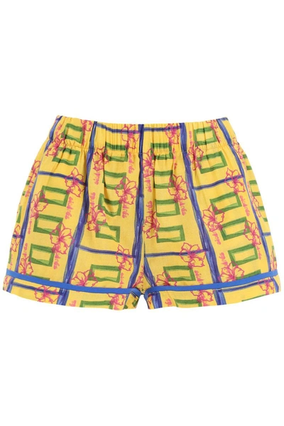 Shop Siedres All-over Printed Cotton 'zyon' Shorts In Yellow
