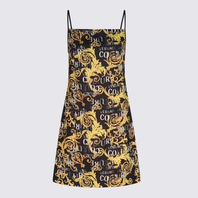 Shop Versace Jeans Couture Black, White And Gold-tone Dress