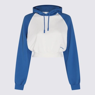 Sunnei Logo-print Panelled Hoodie In Dust/blue