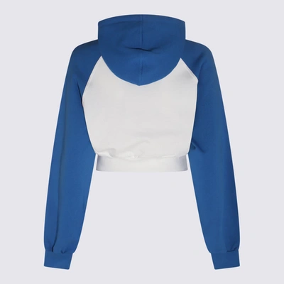 Sunnei Logo-print Panelled Hoodie In Dust/blue