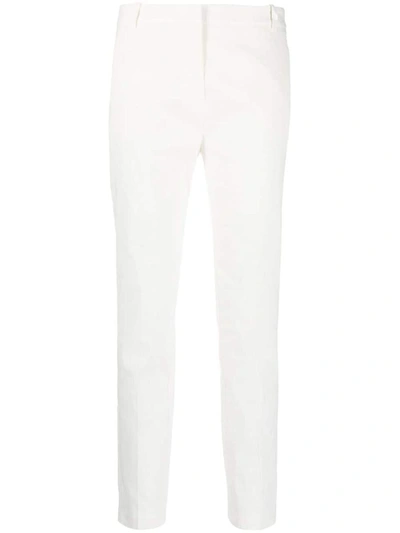 Shop Pinko Tailored Linen Trousers In White