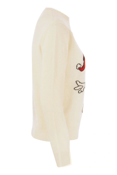 Shop Mc2 Saint Barth Minnie Embroidered Jumper In Wool Blend In Cream