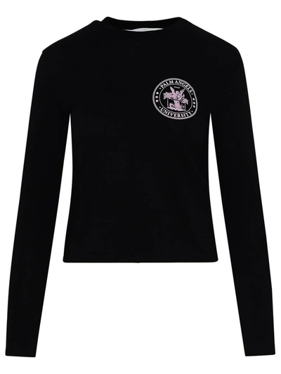 Shop Palm Angels College Black Cotton T-shirt
