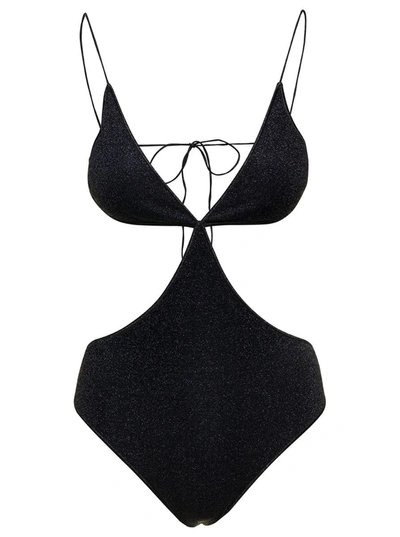 Shop Oseree Black Swimsuit Lumiere With Cut-out Design In Polyamide Woman