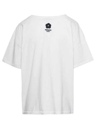 Shop Kenzo White Oversize T-shirt With Elephant And Logo On The Chest In Cotton Woman