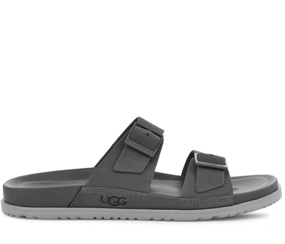 Shop Ugg Wainscott Buckle Slides Sandals In Grey