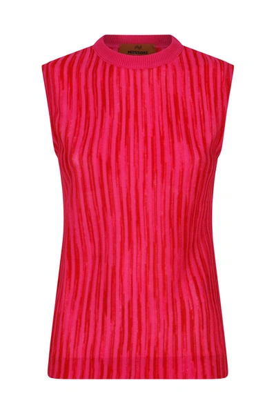 Shop Missoni Sport Shaded Striped Sleeveless Sweater In Pink