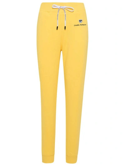 Shop Chiara Ferragni Yellow Cotton Sweatpants