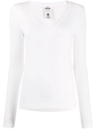 Shop Wolford Aurora Long Sleeve T-shirt In White